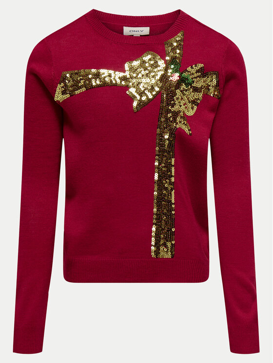 Kids ONLY Sweter Xmas 15331289 Czerwony Relaxed Fit