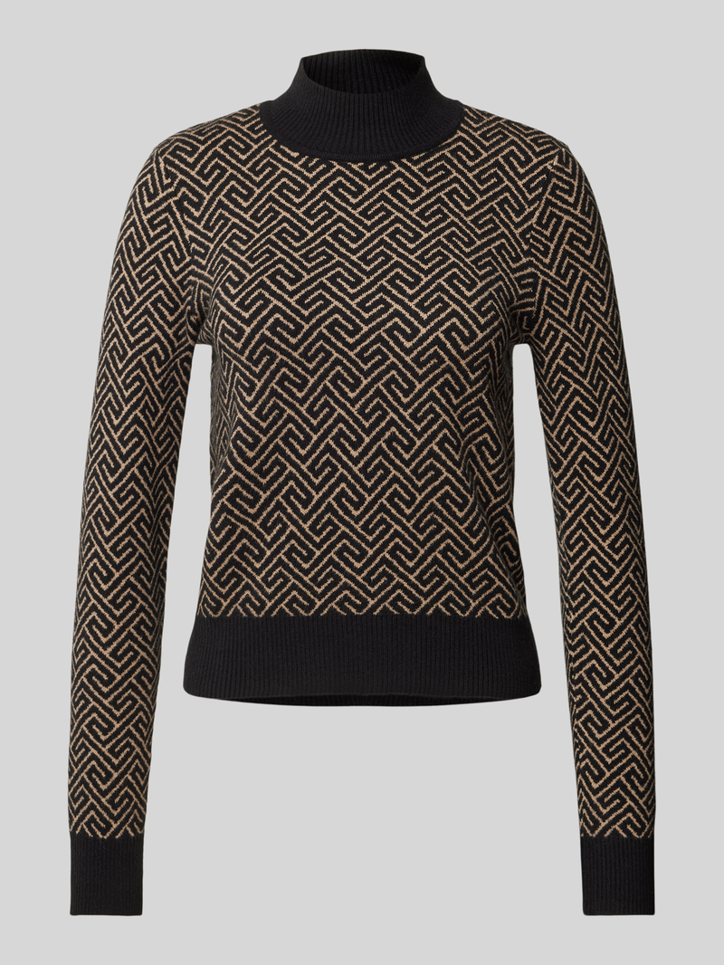 Sweter o kroju regular fit z dzianiny z mieszanki wiskozy z geometrycznym wzorem model ‘ARIA’