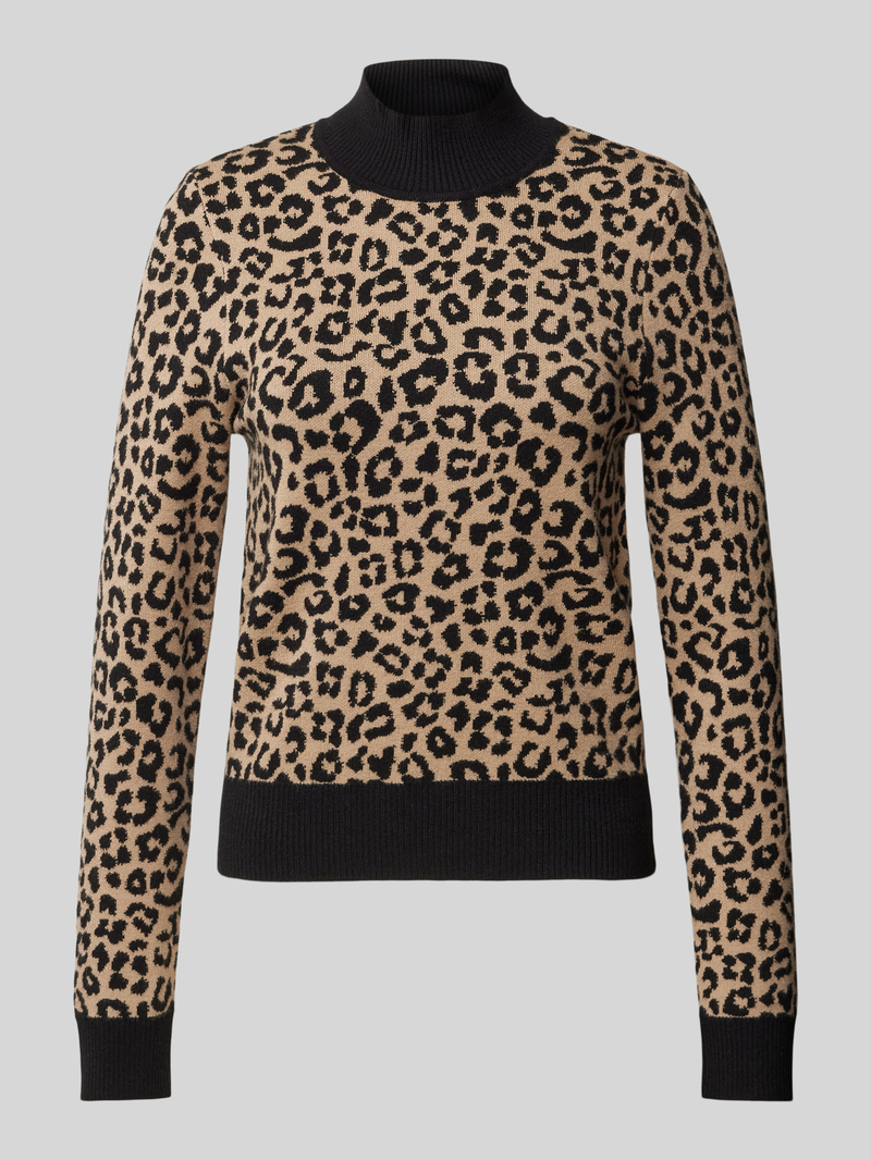 Sweter o kroju regular fit z dzianiny z mieszanki wiskozy z geometrycznym wzorem model ‘ARIA’