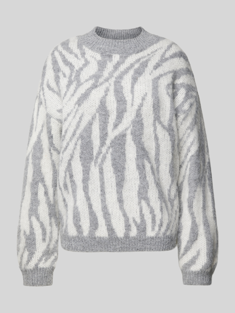 Sweter z dzianiny o kroju comfort fit z dodatkiem wełny ze wzorem na całej powierzchni model ‘NOELA’