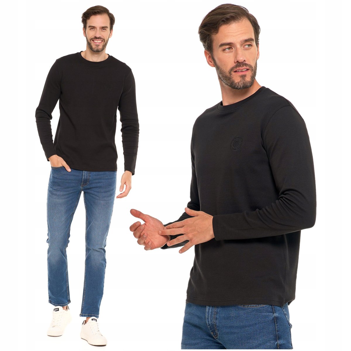 KOSZULKA MĘSKA Na Długi Rękaw Longsleeve Gładka Klasyczna Prosta MORAJ M