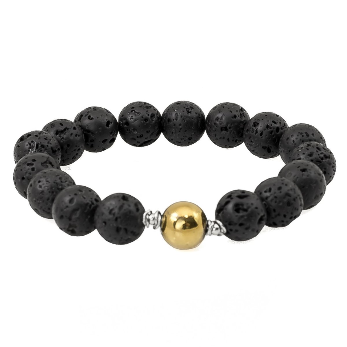 Bransoletka elastyczna lawa i hematyt męska / unisex   / JG. Projekt