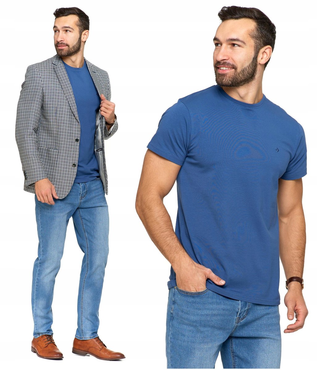 T-SHIRT MĘSKI PREMIUM Koszulka Gładka Bluzka z Haftem Bawełniana MORAJ 3XL