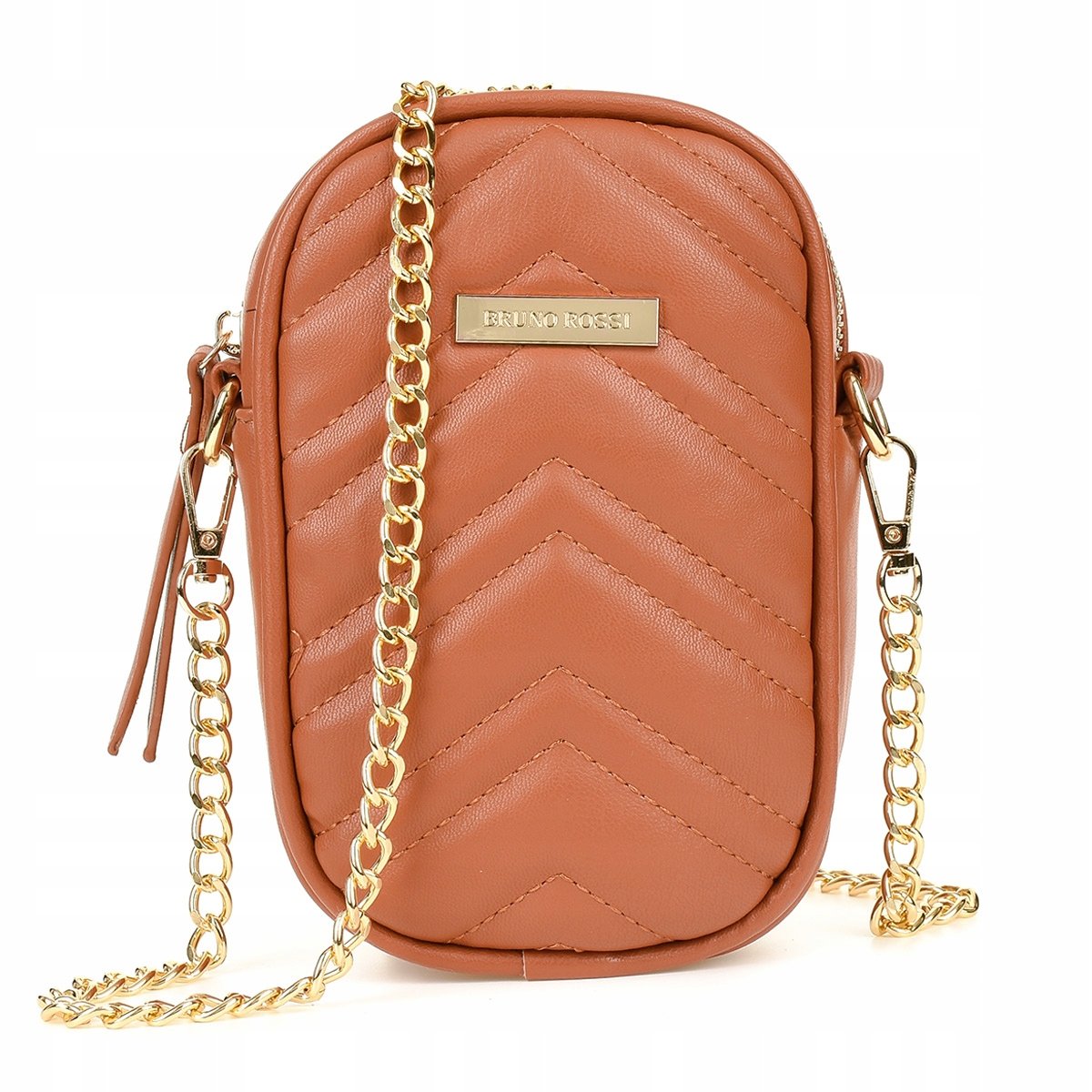 TOREBKA SASZETKA DAMSKA ETUI NA TELEFON PORTFEL MINI LISTONOSZKA BRĄZOWY