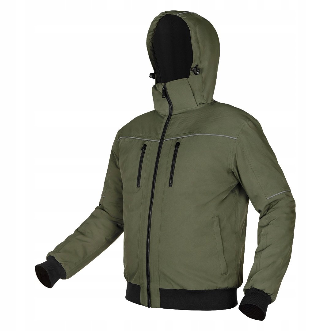 Kurtka ocieplana z kapturem OUTDOOR bomberka odblaski zielona, rozmiar S NEO Tools 81-579-S