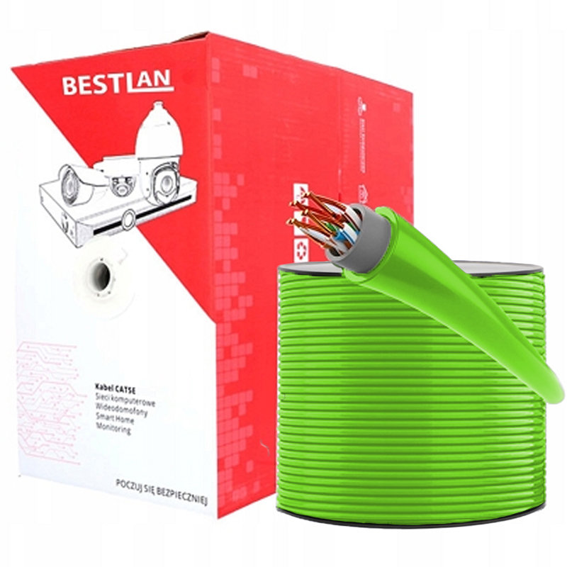 Kabel skrętka UTP kat. 5e DRUT 305m ZIELONY