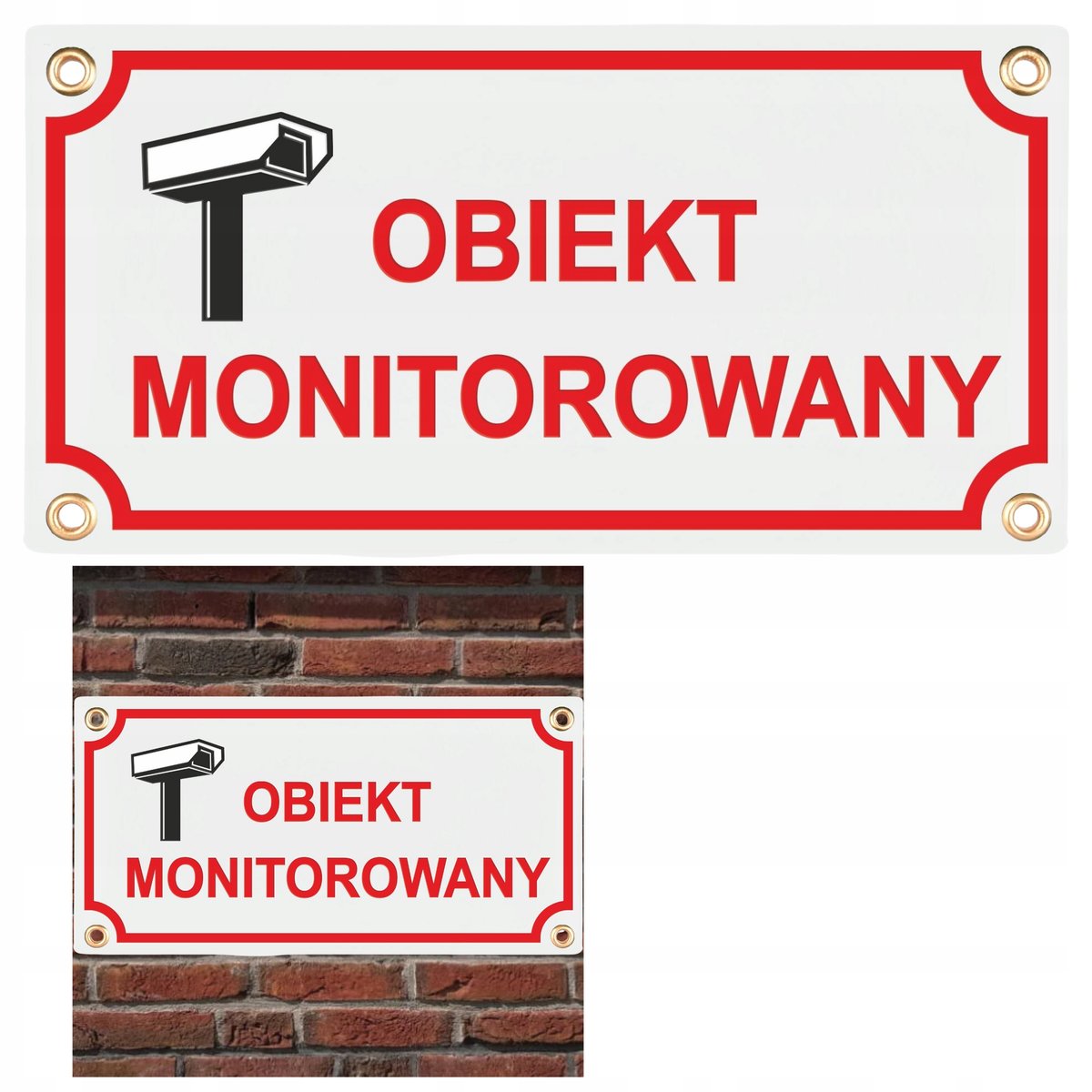 TABLICA OBIEKT MONITOROWANY TABLICZKA METALOWA NA DOM 15X30 CM EMALIOWANA