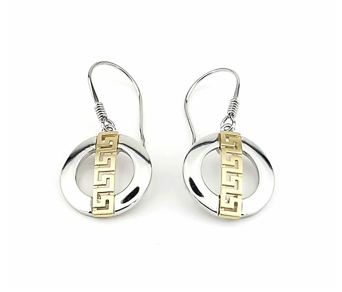 Srebrne kolczyki okrągłe wzór Grecki pr925