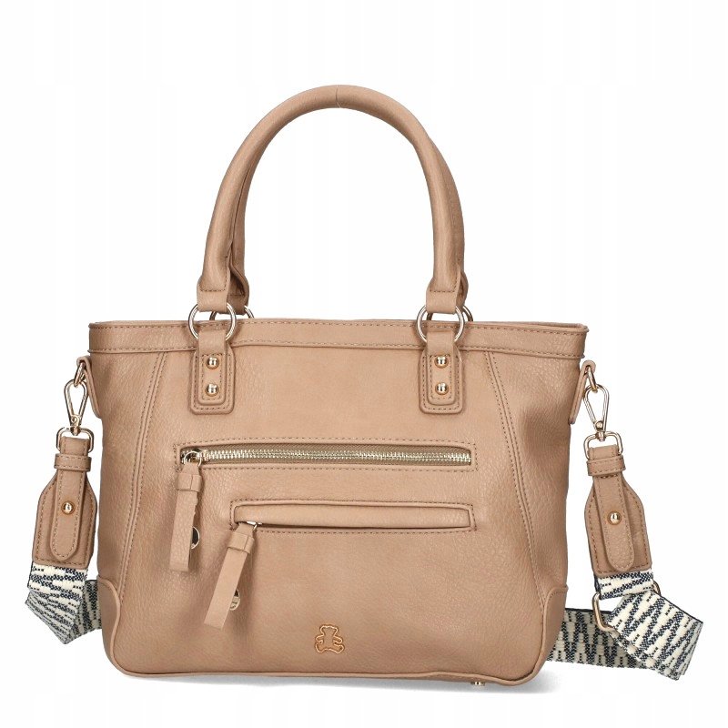 Torebka Damska Lulu Castagnette Ekoskóra Listonoszka Miś Na Ramię Beżowa