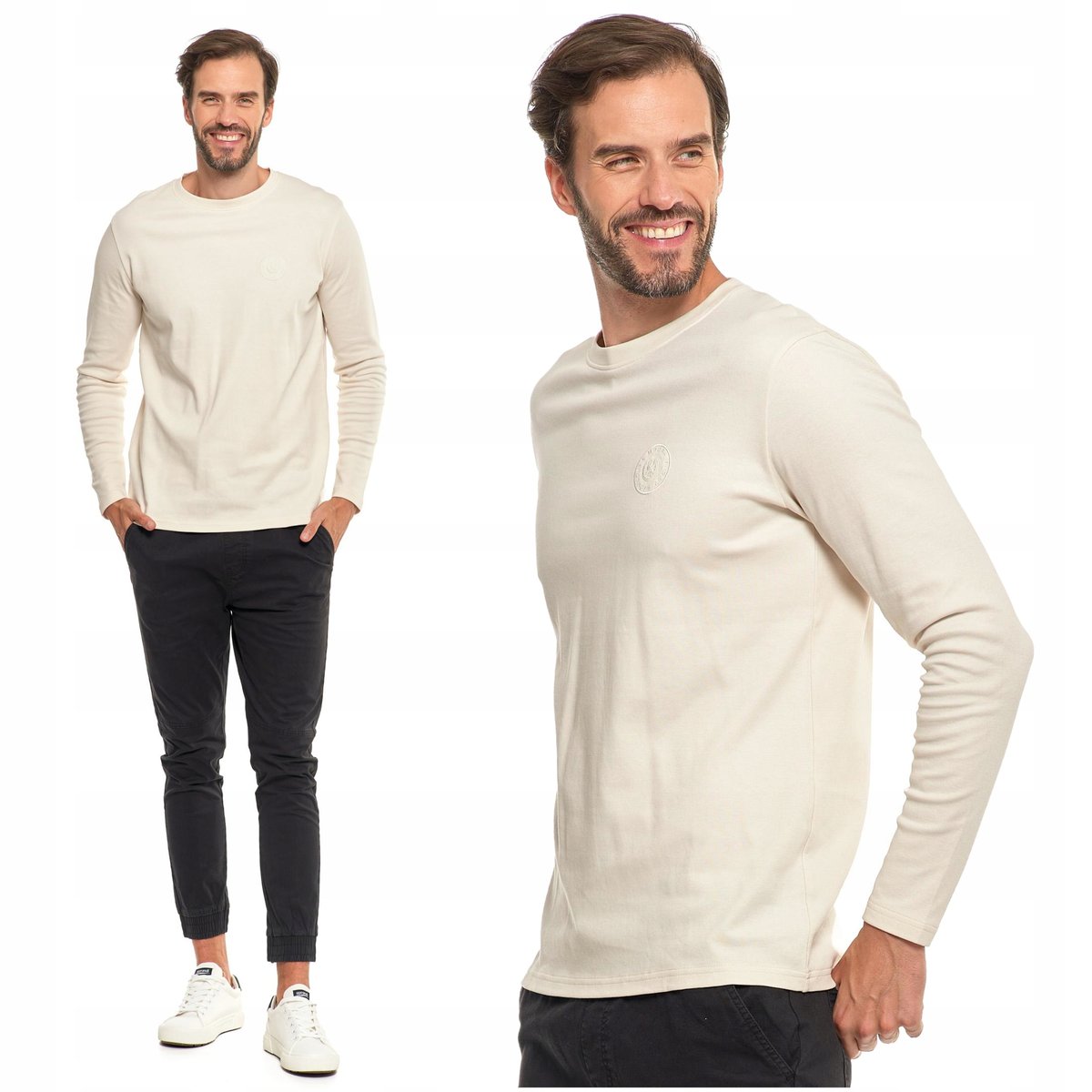 KOSZULKA MĘSKA Na Długi Rękaw Longsleeve Gładka Klasyczna Prosta MORAJ L