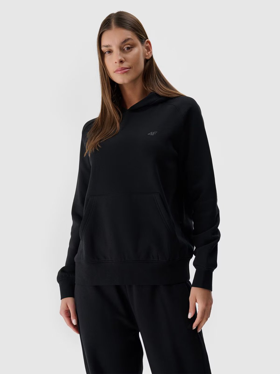 Bluza dresowa damska nierozpinana z kapturem 4F 4FWMM00TSWSF1764-20S Czarny