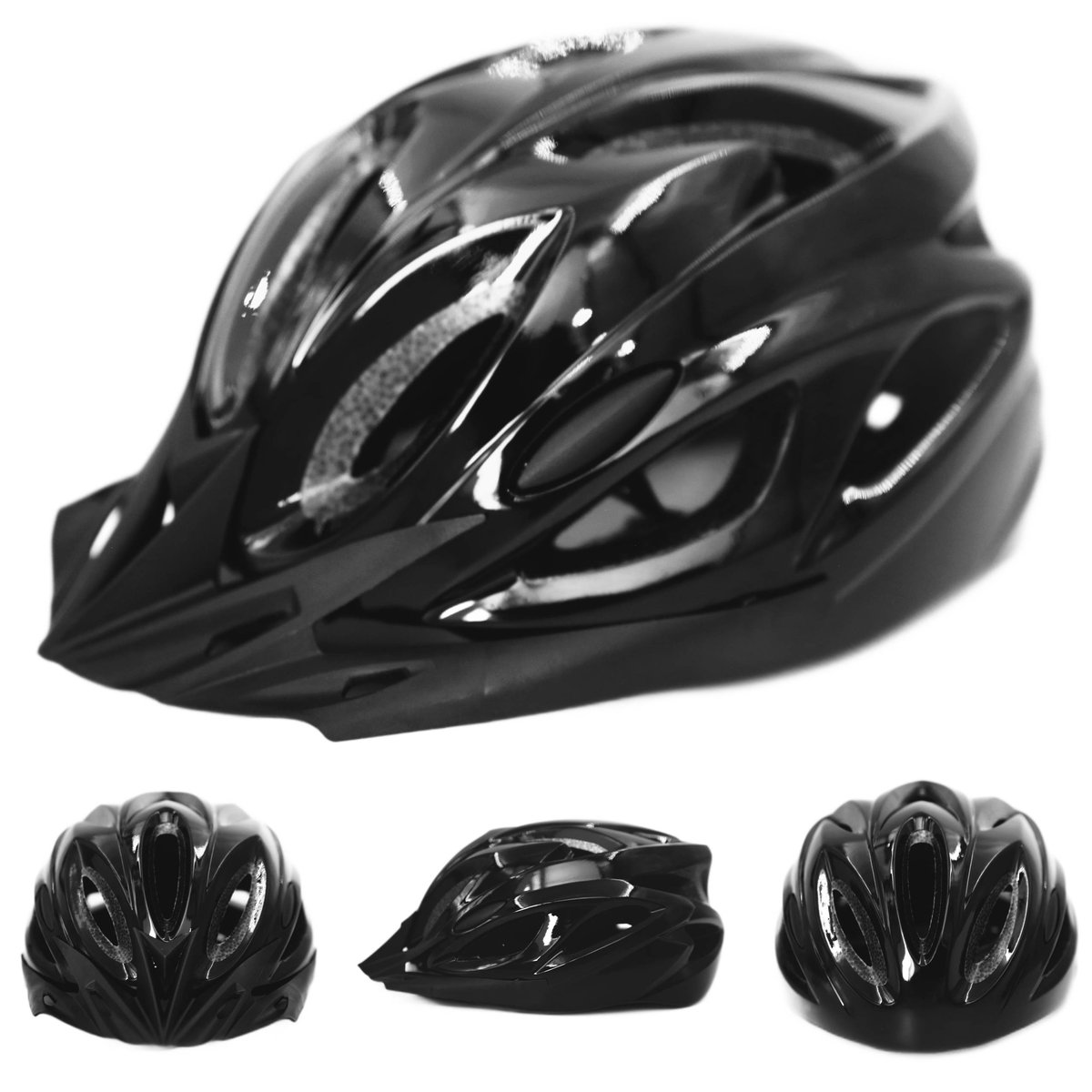 Kask rowerowy - KASK ROWEROWY KOLARSKI LEKKI REGULOWANY - CZARNY