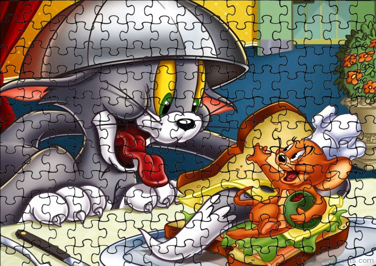 Puzzle Układanka 70 el : Tom & Jerry + Woreczek Z Nadrukiem