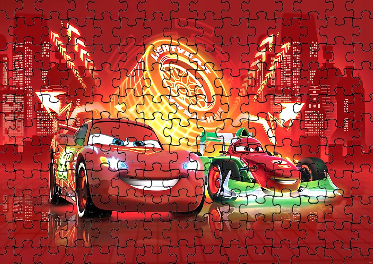 Puzzle Układanka 96 el : Czerwone Auto Auta + Woreczek Z Nadrukiem