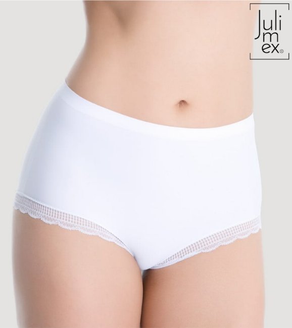 Figi damskie z wysokim stanem i koronką RUBY Julimex białe  XXL