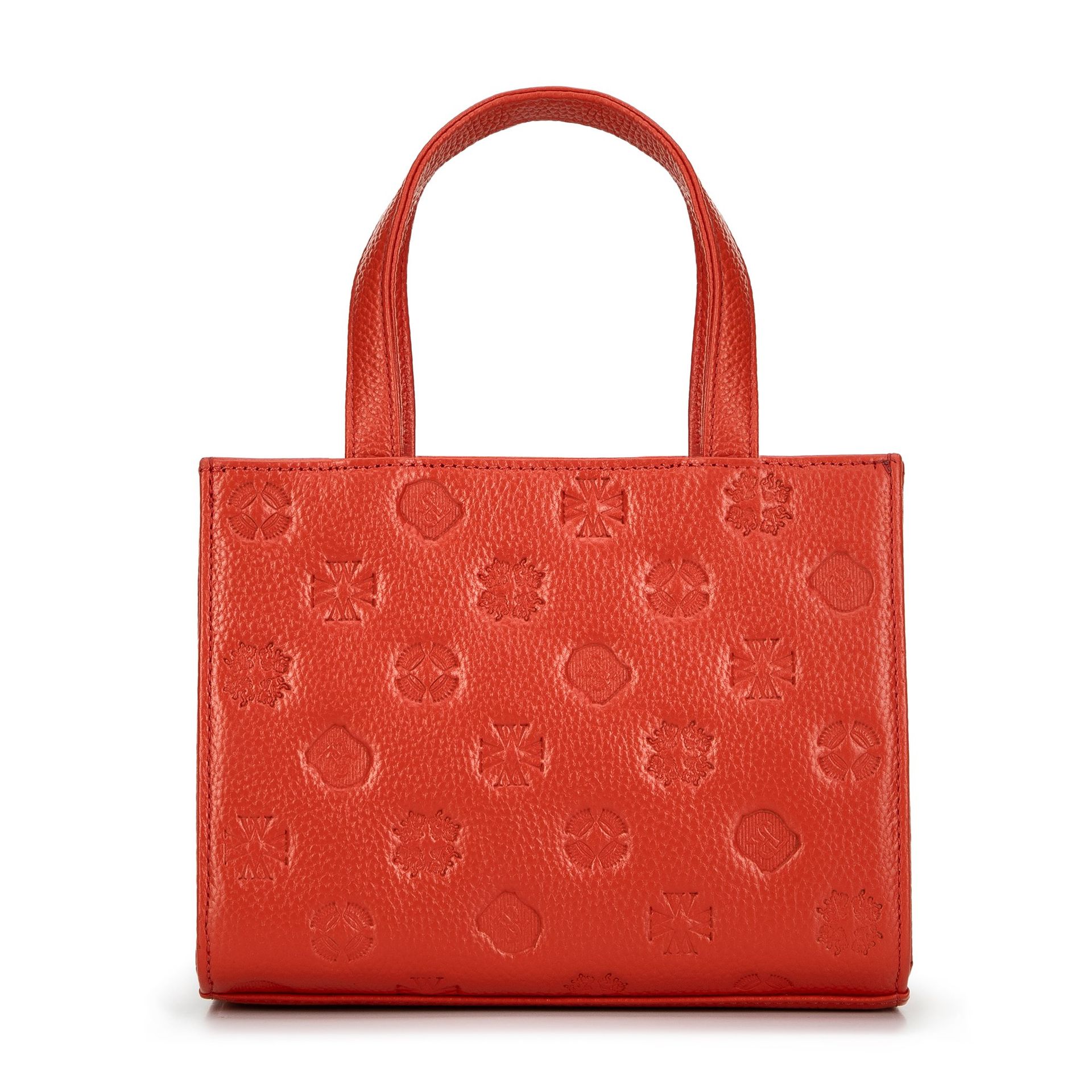 Torebka crossbody ze skóry w tłoczenia pomarańczowa