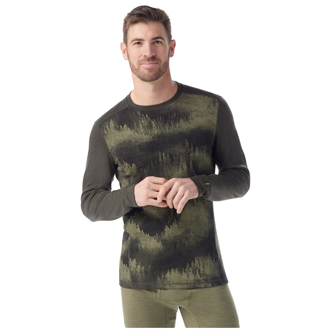 Męska koszulka Smartwool M Classic Thermal Merino Base Layer Crew Boxed Rozmiar: L / Kolor: zielony/czarny