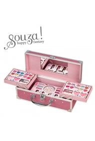 Rozkładana walizka z kosmetykami do makijażu z lusterkiem dla dzieci zestaw 37 el.