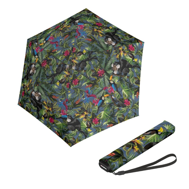 Knirps US.050, ultralekki, wąski, ręczny, składany płaski parasol damski w kolorze limonki