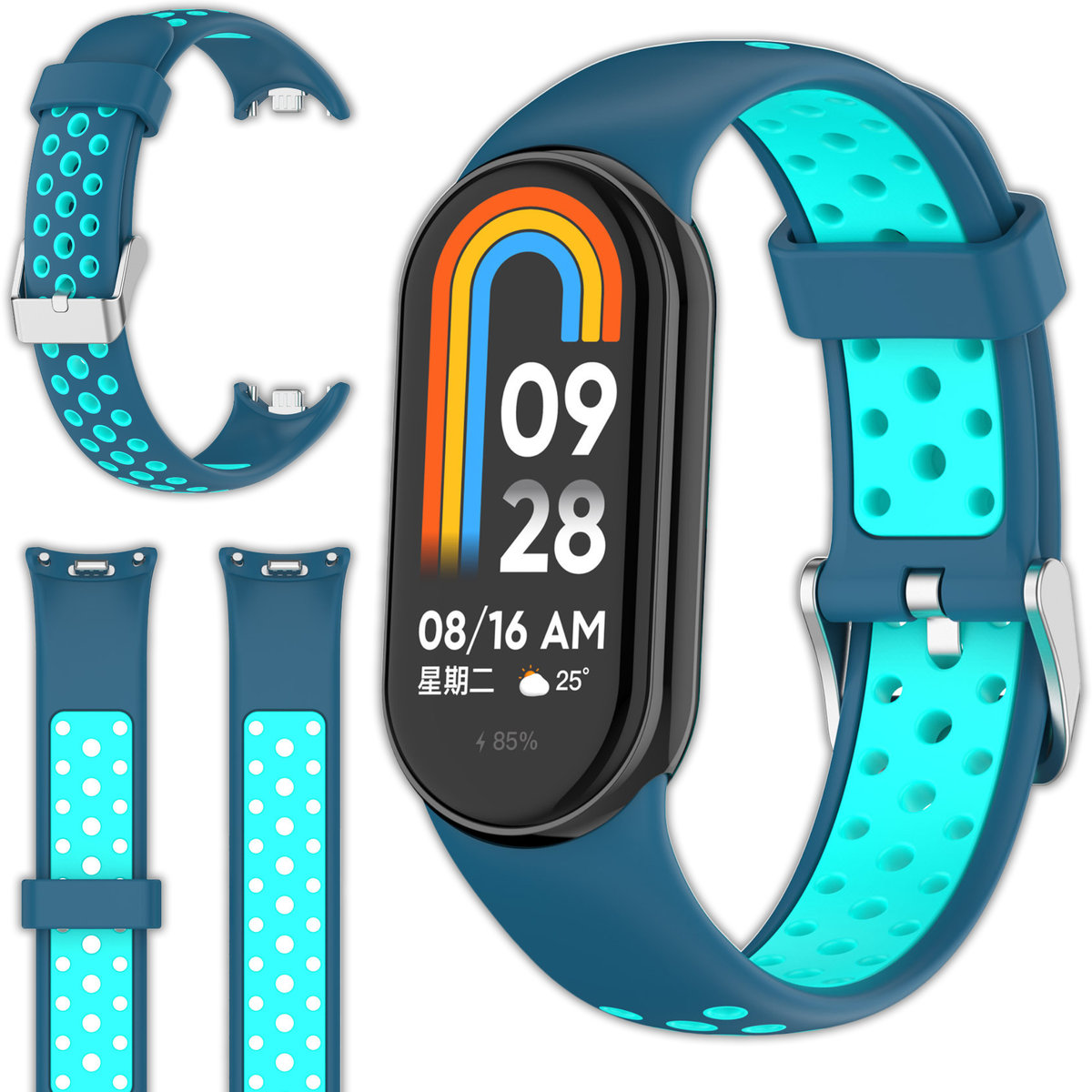 Pasek opaskaperforowana Vanfone do Xiaomi Smart Mi Band 8/9, niebiesko-turkusowy