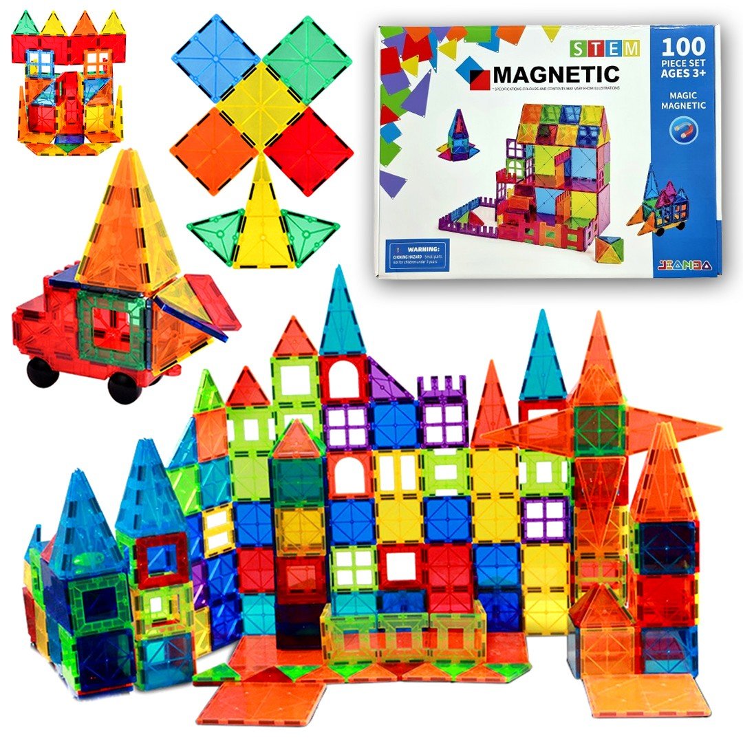 Klocki Magnetyczne Panele Konstrukcyjne 3D Edukacyjne Duże Grube Silne Magnesy 100el