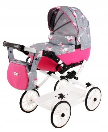 Duży Wózek dla lalek Viki z torebką i koszykiem Vi-05