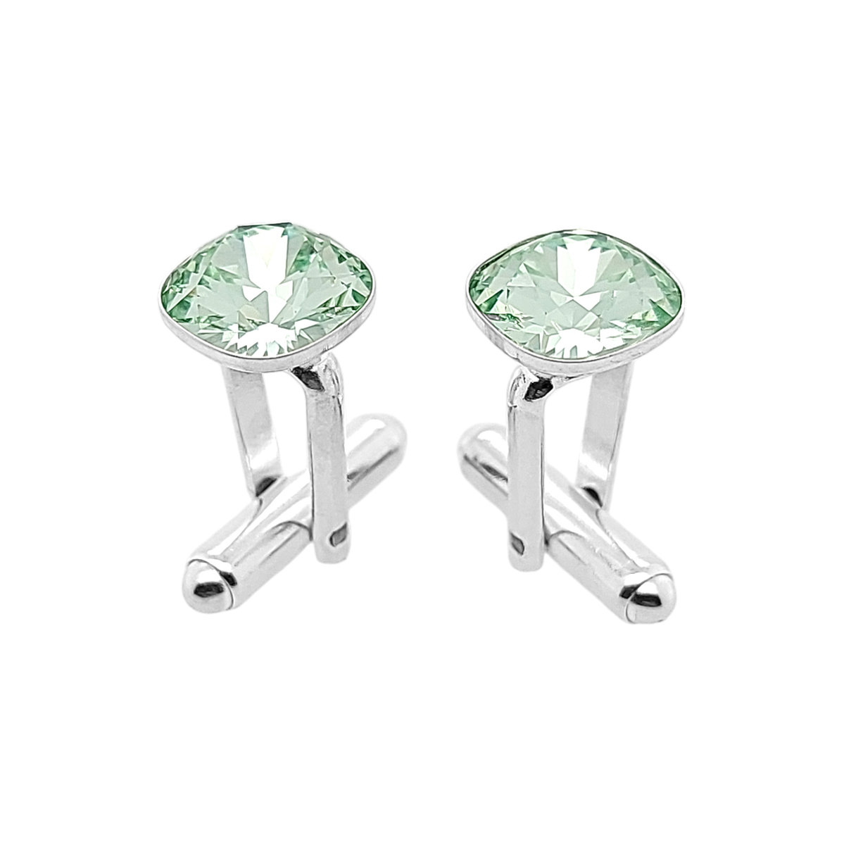 Spinki do mankietów Swarovski square chrysocolite - zielone (S1531) Srebro [925]