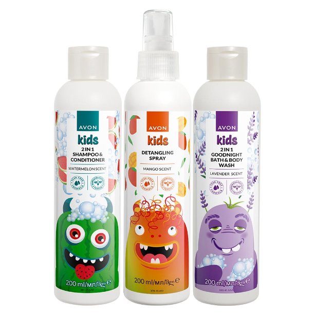 AVON KIDS ZESTAW 3 KOSMETYKÓW DLA DZIECI SPRAY + SZAMPON + PŁYN