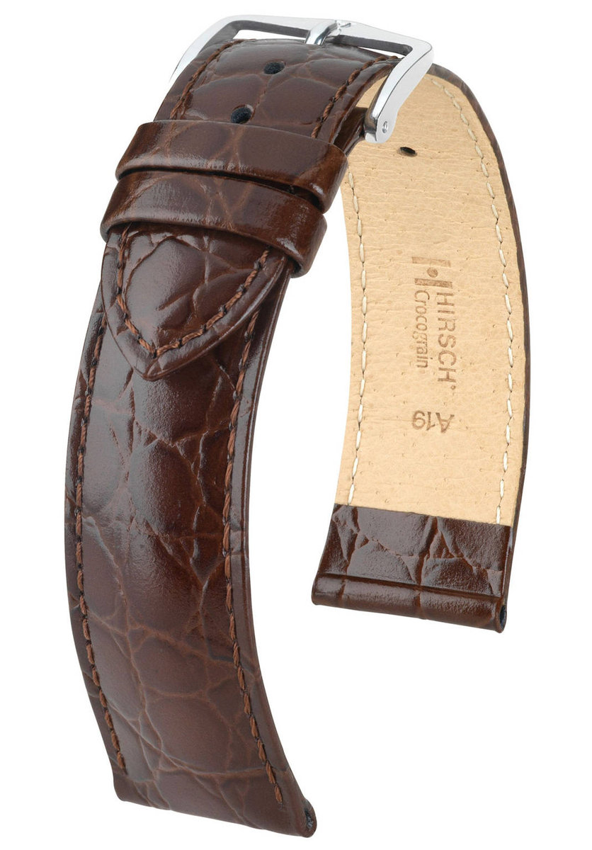 Skórzany wodoodporny pasek do zegarka 22 mm HIRSCH Crocograin 12322810-2-22