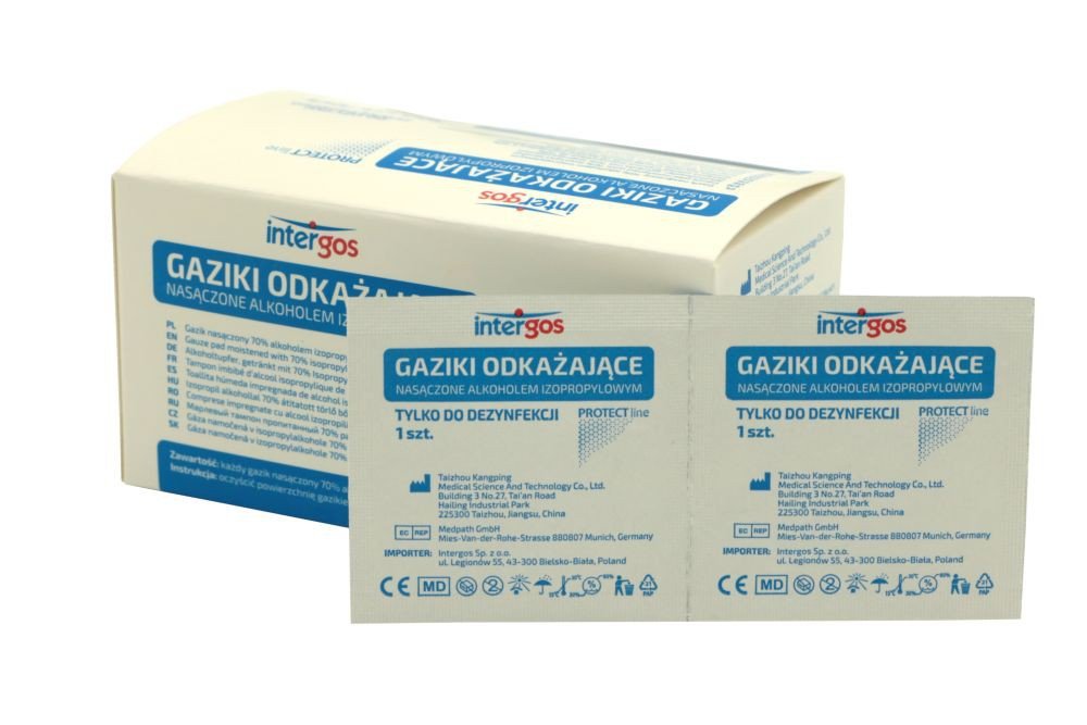 GAZIKI ODKAŻAJĄCE NASĄCZONE ALKOHOLEM 100 SZT.