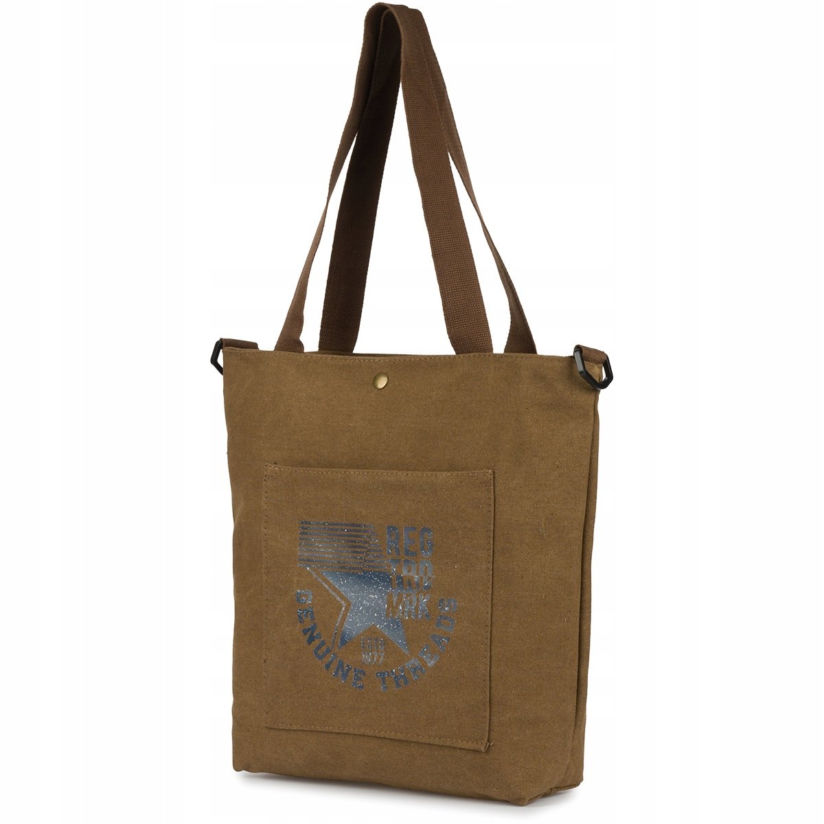 SHOPPER Torba Bawełniana Damska na ramię Pojemna Vintage WOREK Brązowa