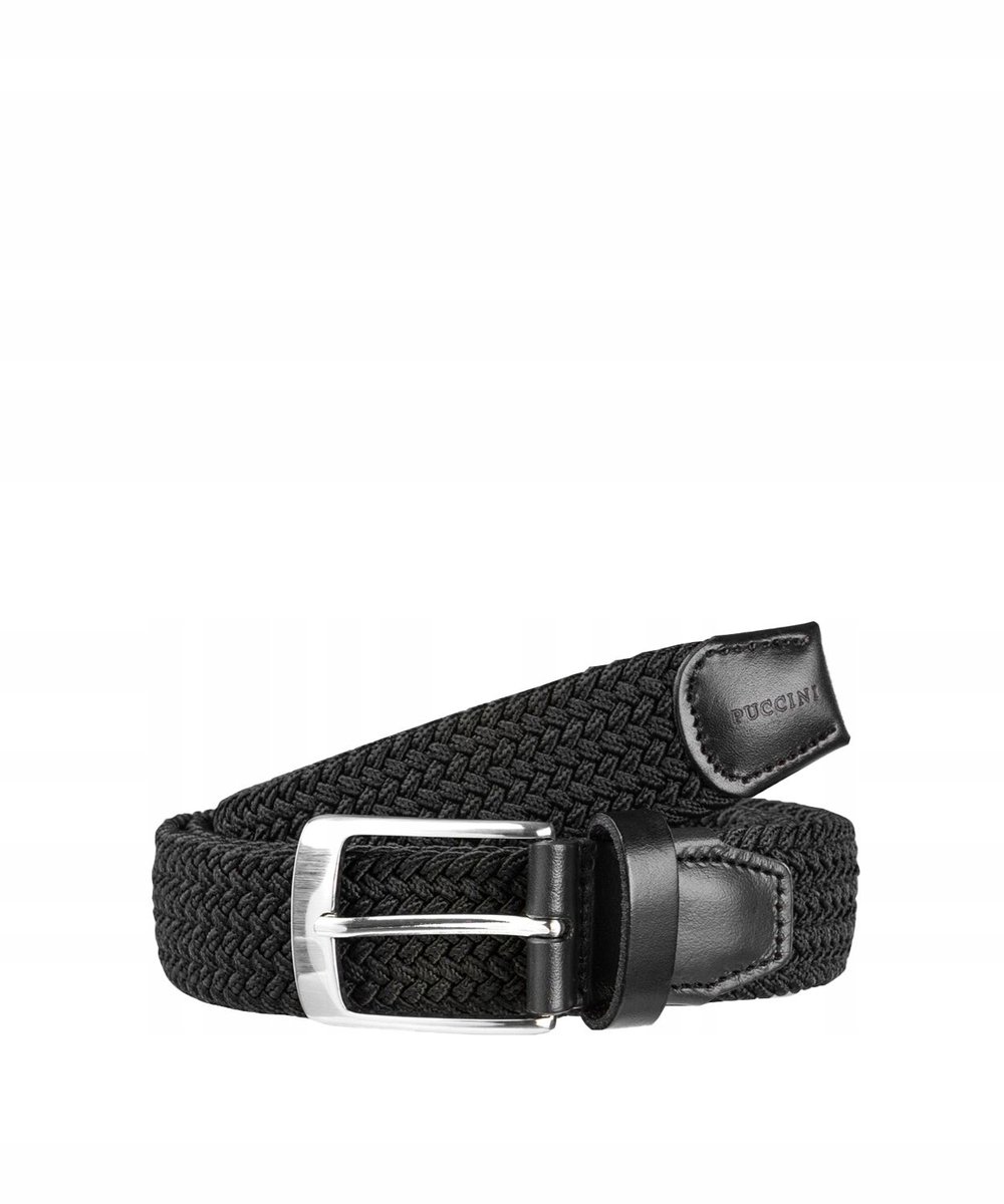 Pasek Do Spodni Pleciony Męski Elastyczny PUCCINI Czarny PAME(105) 1
