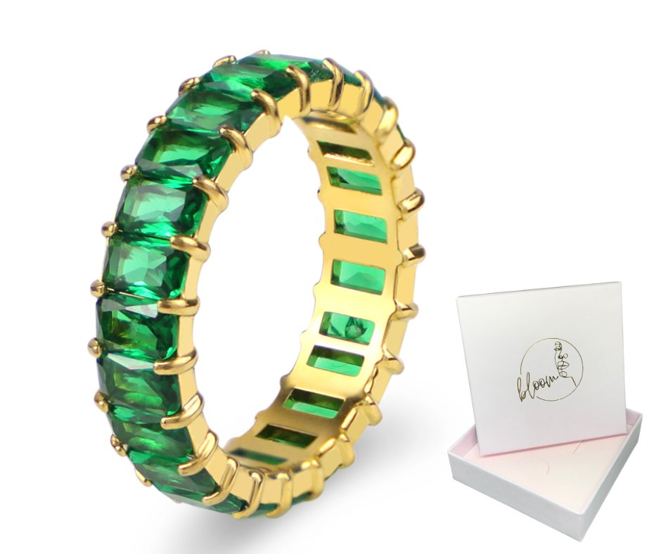 Pierścionek, obrączka - Stal chirurgiczna kolor zielony + pudełko