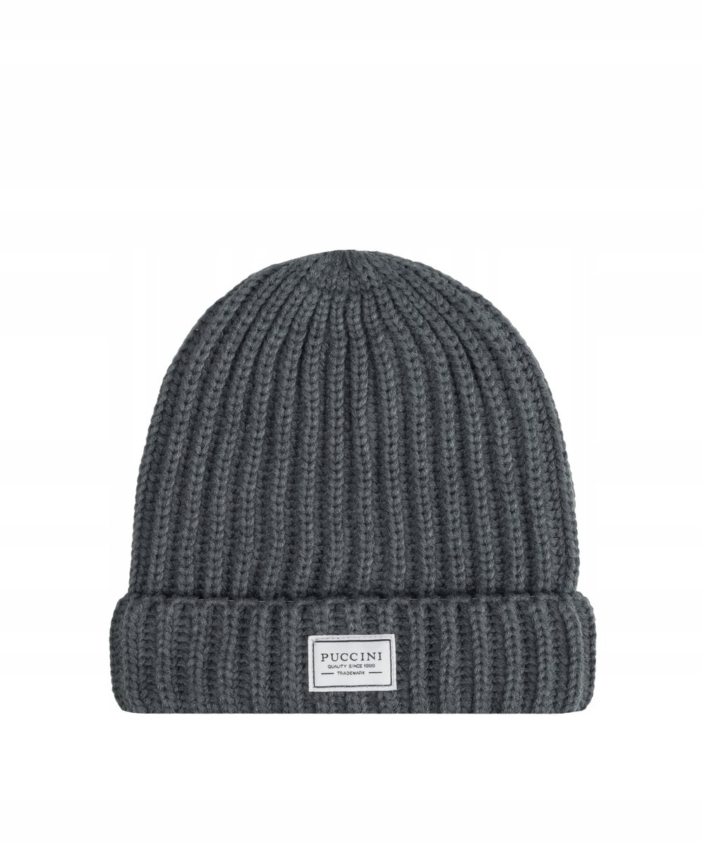 Czapka Zimowa Damska Męska Beanie PUCCINI Ciemnoszara CZ2314 4B