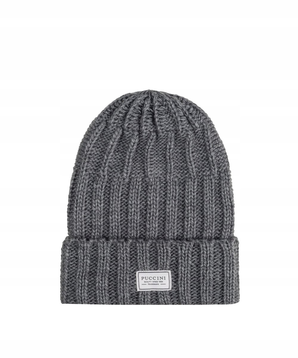 Czapka Zimowa Damska Męska Beanie Warkoczowy Splot PUCCINI Szara CZ2313 4B