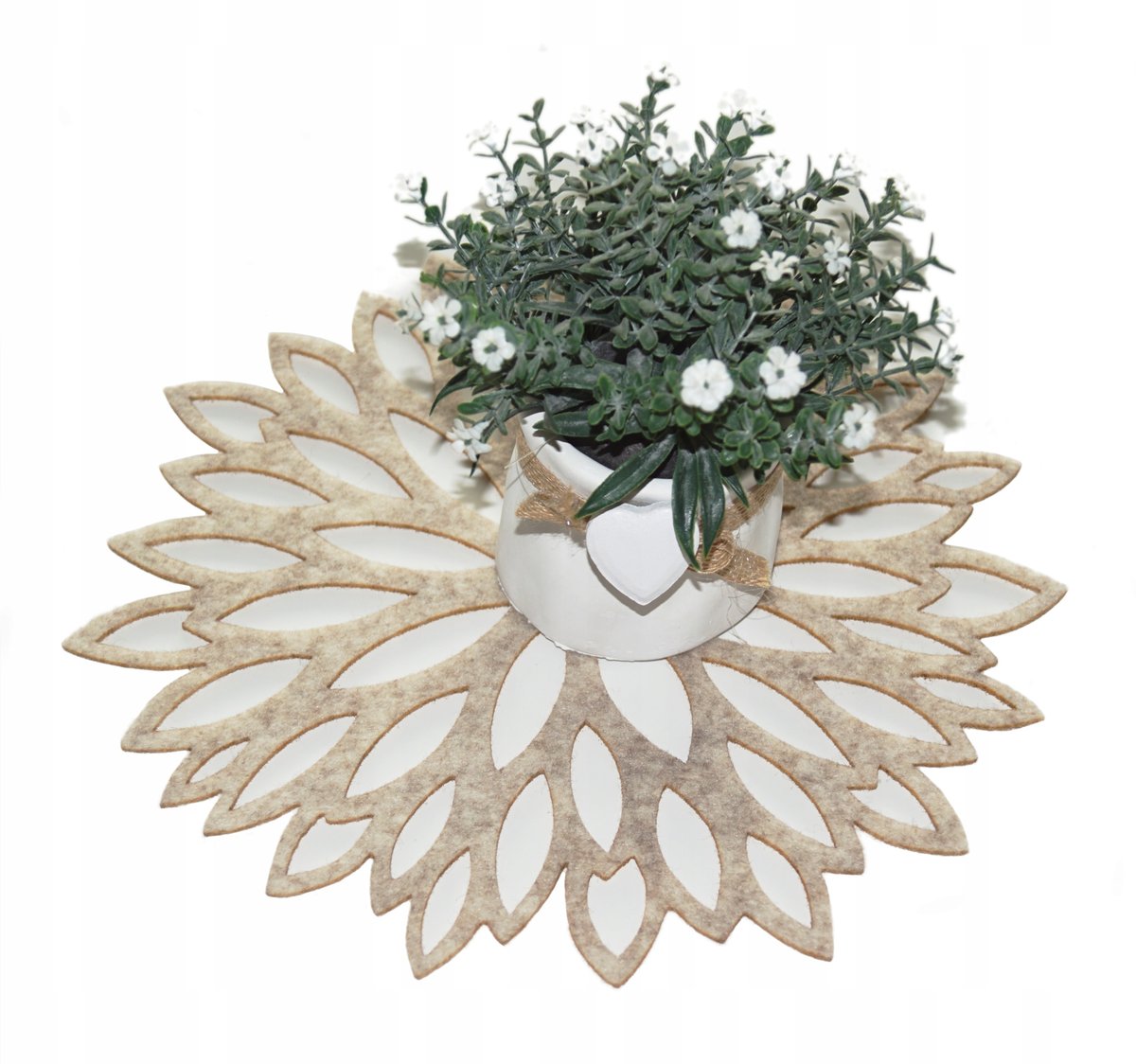 Podkładka Filcowa Dekoracyjna na Stół Pod Talerz Aster 40cm WEŁNA NATURALNA