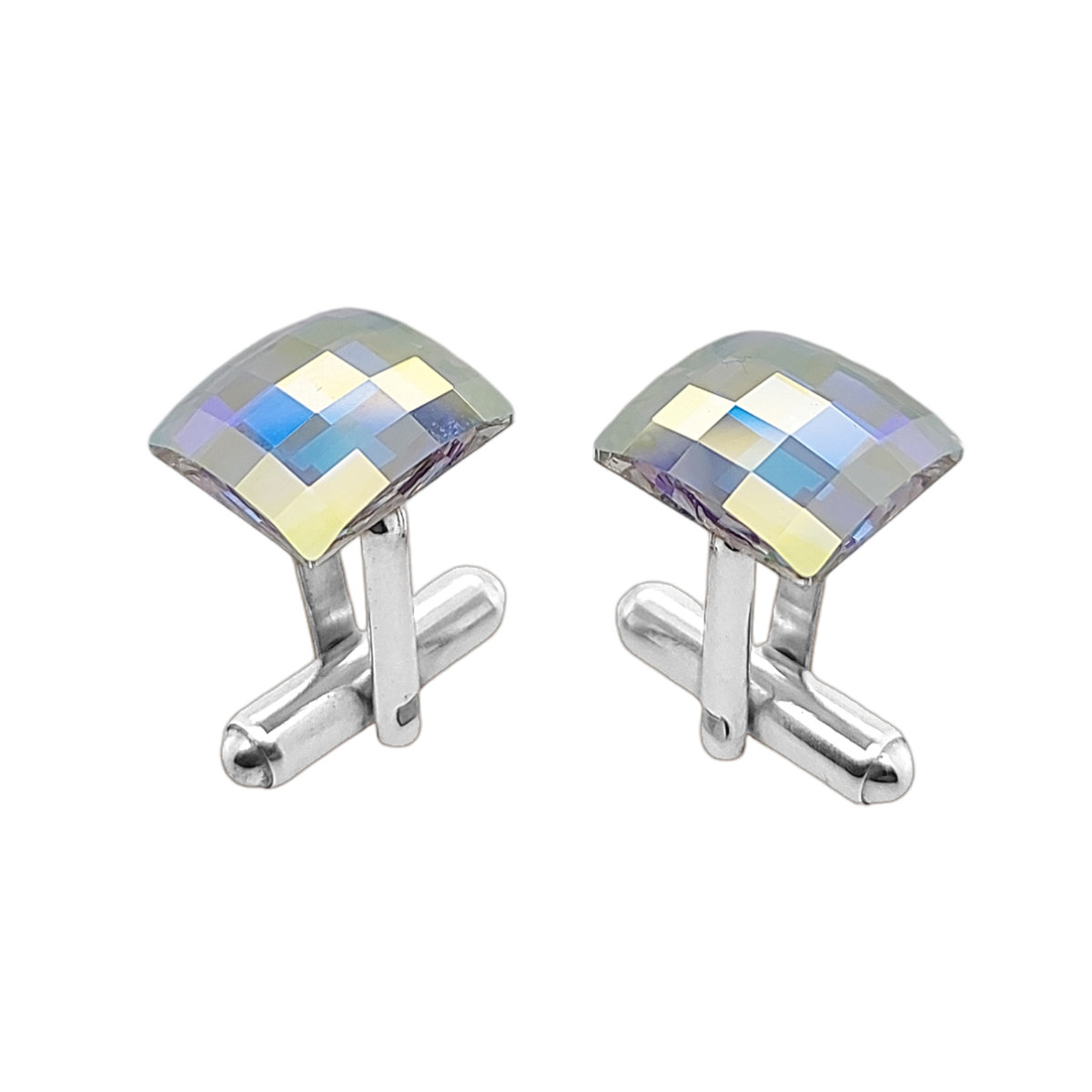 Spinki do mankietów Swarovski kwadratowe krystaliczne (S1524) Srebro [925]
