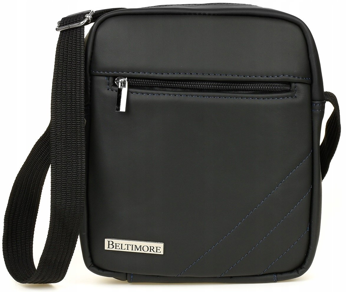 Torba Skórzana Męska Na Ramie Raportówka Do Pracy Skóra Czarny