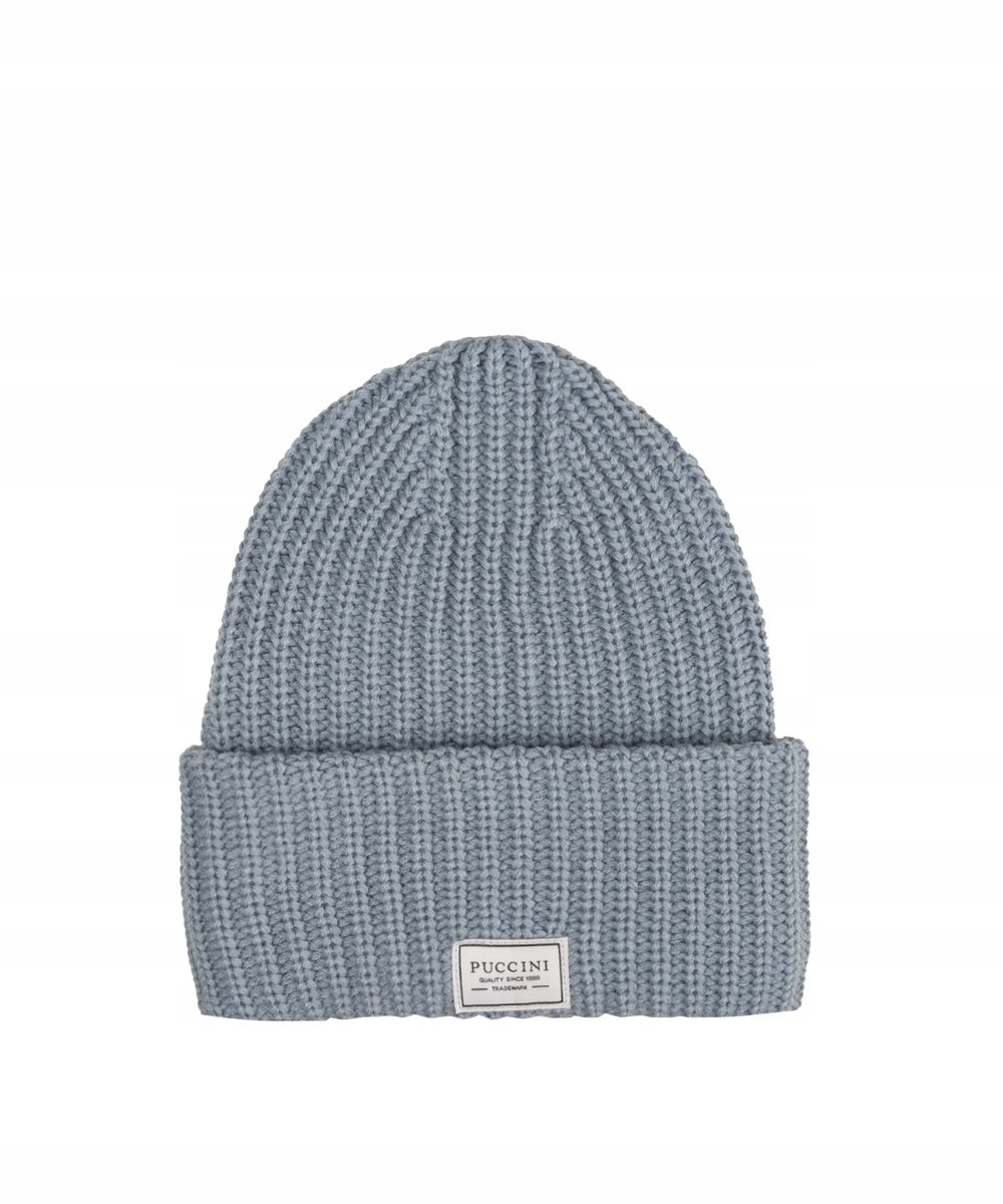 Czapka Zimowa Damska Męska Beanie Szeroki Mankiet PUCCINI Szara CZ2311 4A