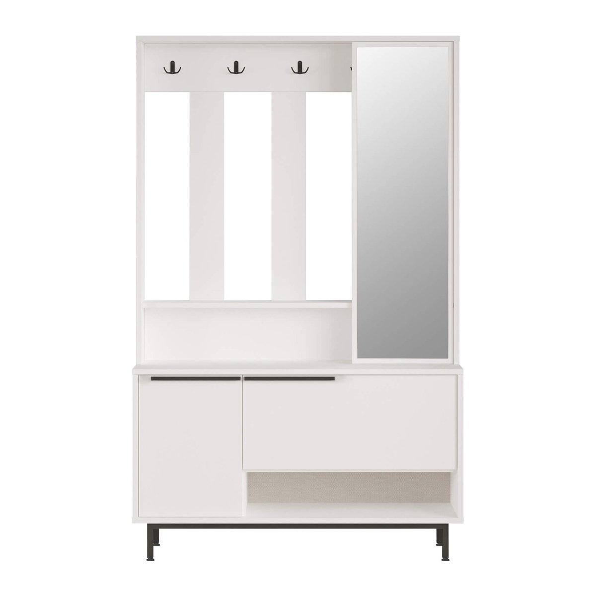 Szafa wejsciowa Rebecca Mobili Mikan 178x112x33,5 Płyta wiórowa Szklo Biały Ciemnoszary Nowoczesny