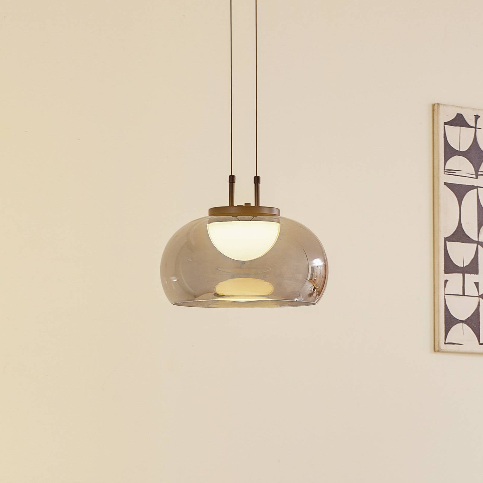 Lampa wisząca Lucande LED Dain, 1-punktowa, dymny szary, szkło