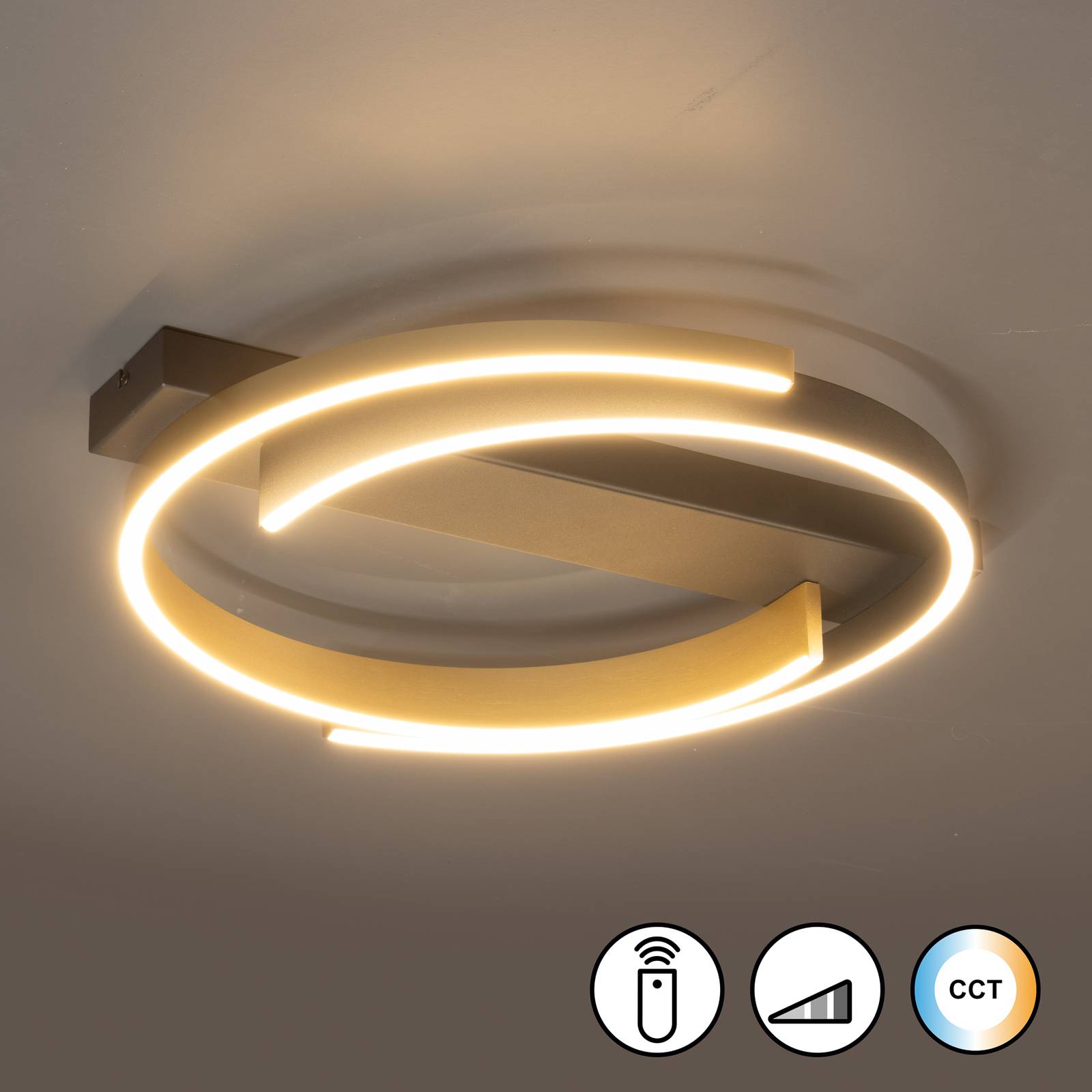 FISCHER & HONSEL Lampa sufitowa Circly LED, metal, pilot, CCT, ściemniana