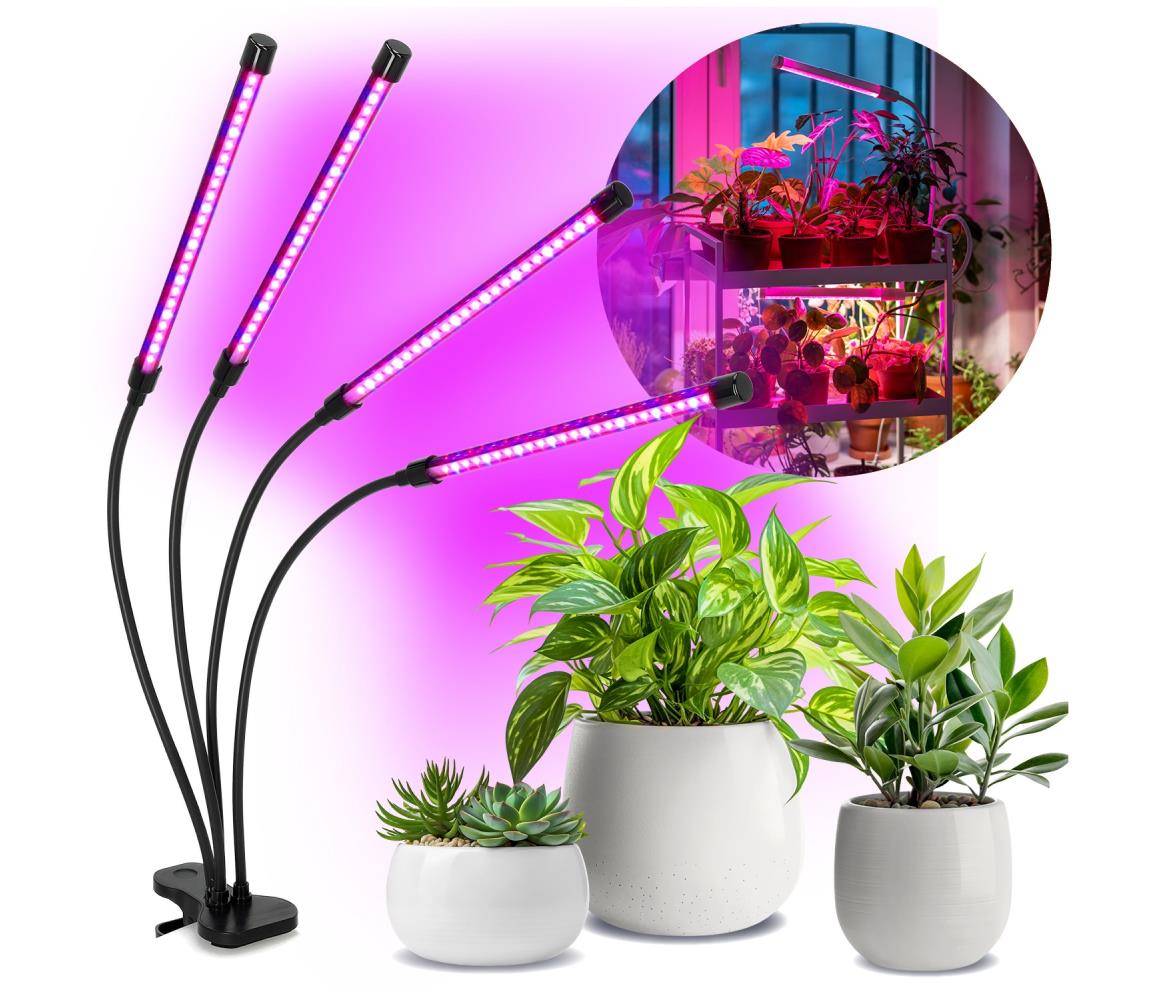 LED Lampa ściemnialna z klipsem do uprawy roślin VITARO 4xLED/10W/230V czarny