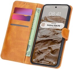 Bizon Etui z klapką Case Pocket do Galaxy S24 FE, brązowe