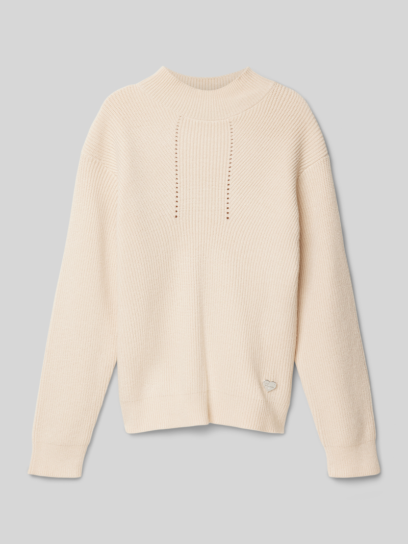 Sweter z dzianiny z aplikacją z logo