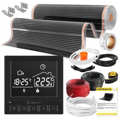 Folia grzewcza na podczerwień MISSION AIR Black Silver PTC 160W/m² (1mb x 100cm) + regulator Taurus Czarny