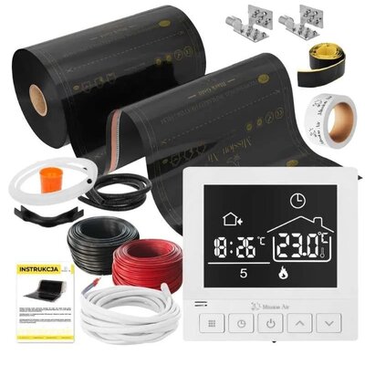 Folia grzewcza pod panele MISSION AIR MAL-160 W/m2 Black Silver 2 m2 (4 m x 50 cm) + regulator Taurus Biały | Bezpłatny transport