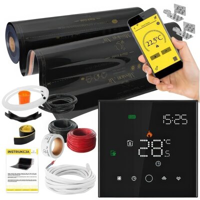 Folia grzewcza pod panele MISSION AIR MAL-160 W/m2 Black Gold 12m2 (12m x 100cm) + regulator Leo Czarny