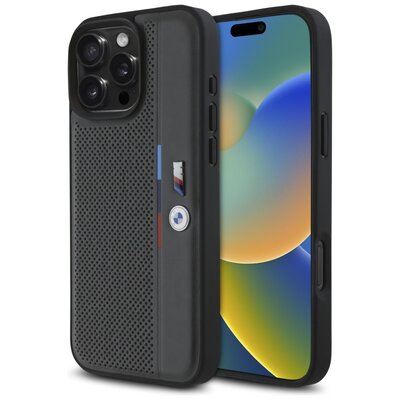 Etui BMW M Perforated Tricolor Detail Line do Apple iPhone 16 Pro Antracyt