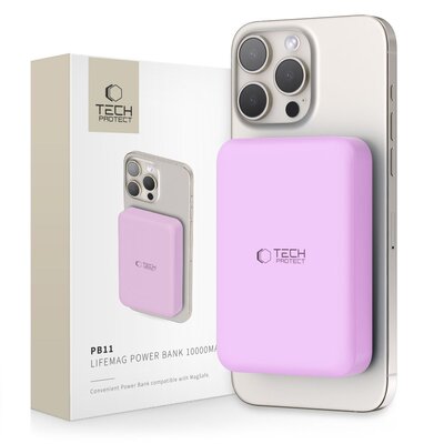 Powerbank TECH-PROTECT PB11 LifeMag MagSafe 10000 mAh 15W Fioletowy | Bezpłatny transport